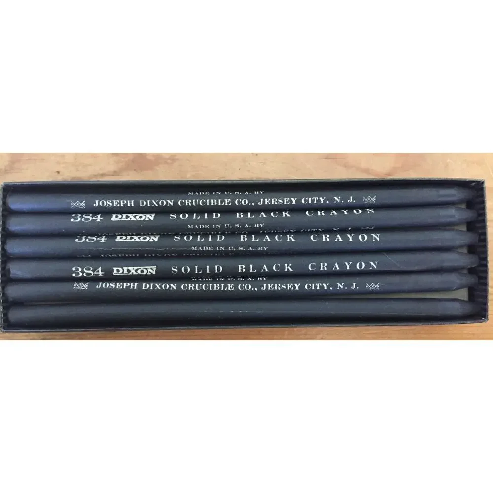 24 Vtg Antique Dixon Crucible 384 Solid Colored Black Crayons in Original Boxes